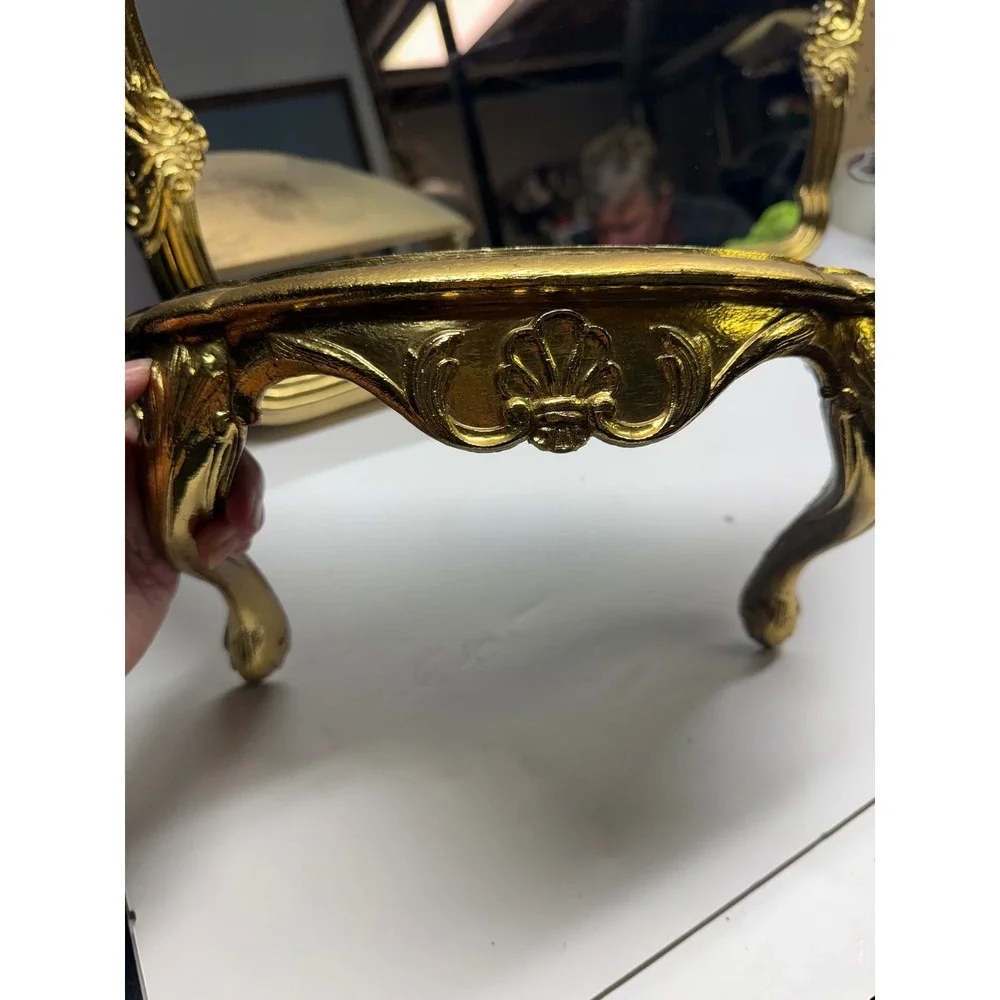 Vintage Gold Ornate Wall Mirror and Matching Console Shelf Set Hollywood Regency